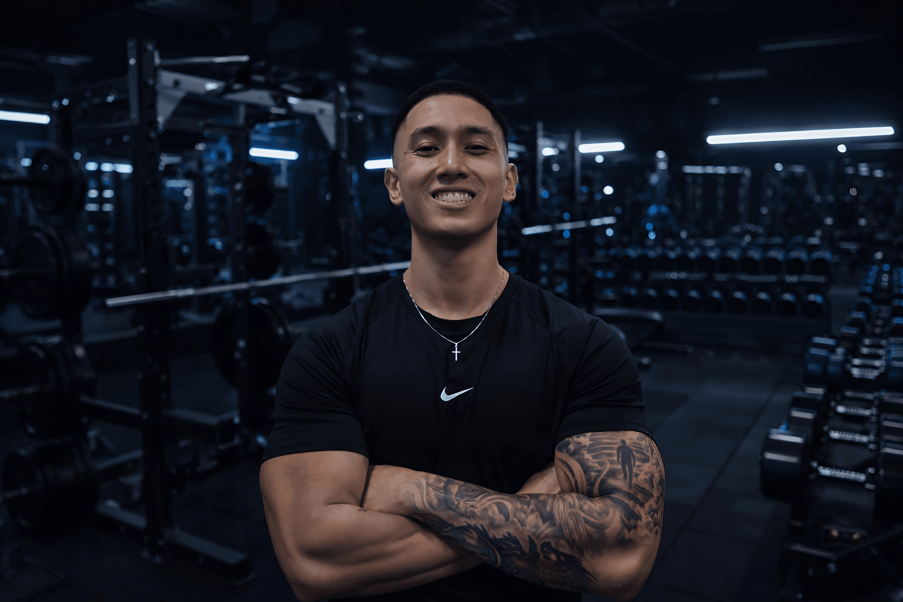 Cristian Santo Domingo, Orange County personal trainer and strength coach, preparing for training session.